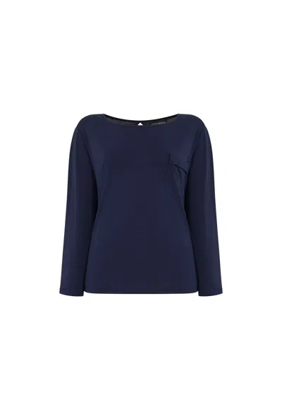 James Lakeland Women's Blue Pocket Jersey T-shirt Navy