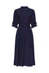 James Lakeland Women's Blue Roll Sleeve Midi Dress Navy In Blue