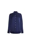 James Lakeland Women's Blue Satin Finish Shirt In Blue