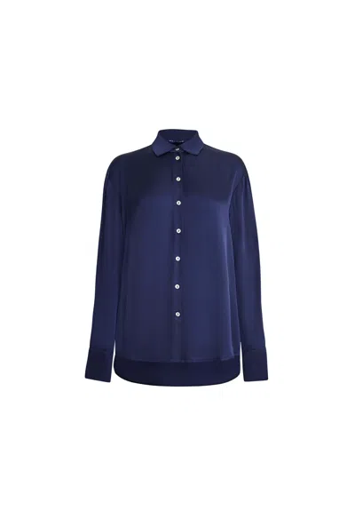 James Lakeland Women's Blue Satin Finish Shirt