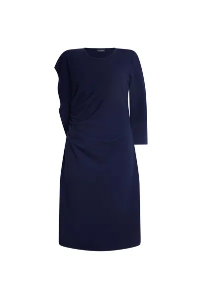 James Lakeland Women's Blue Side Ruched Asymmetrical Dress