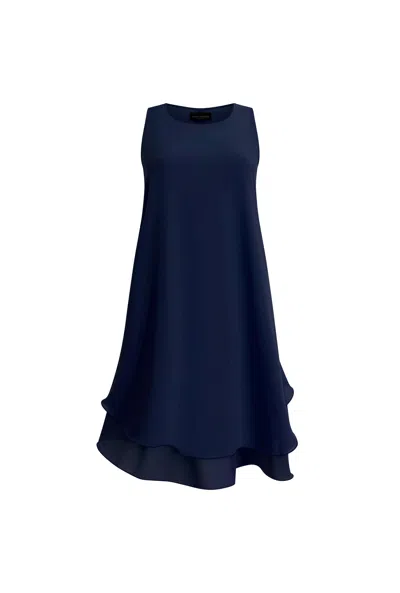 James Lakeland Women's Blue Sleeveless Wave Hem Dress Navy