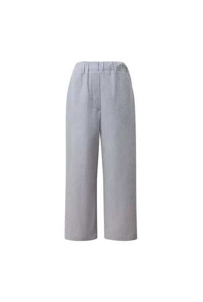 James Lakeland Women's Blue Striped Cotton Trousers