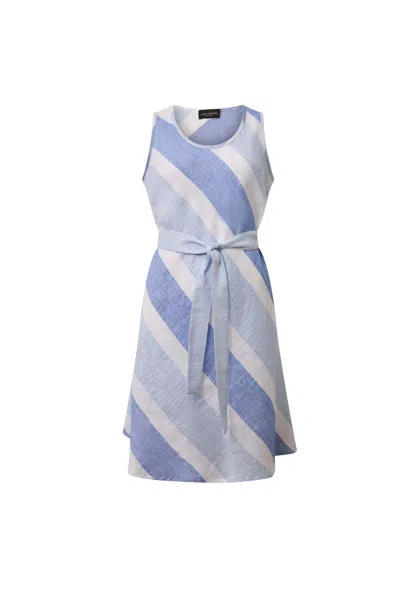 James Lakeland Women's Blue Striped Sleeveless Dress