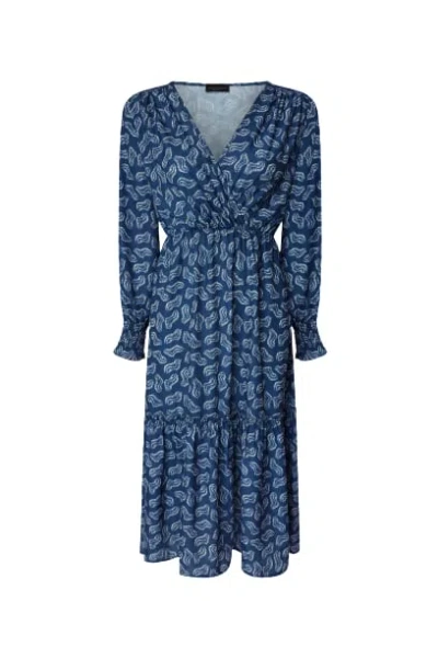 James Lakeland Women's Blue Tiered Midi Dress - Navy