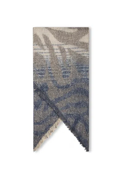 James Lakeland Women's Blue Tiger Print Navy Scarf