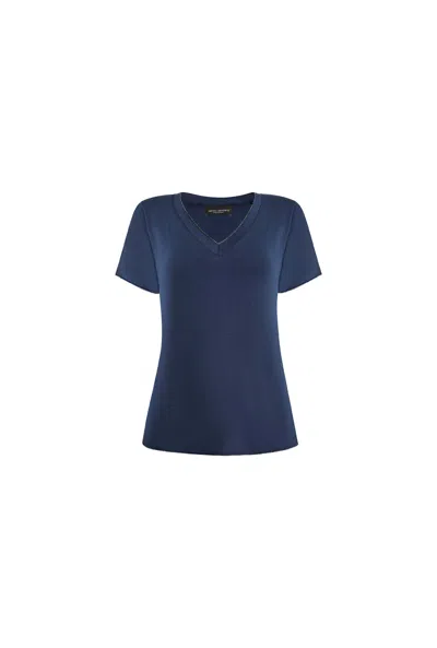 James Lakeland Women's Blue V-neck Denim T-shirt