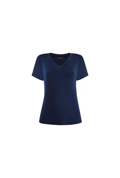 James Lakeland Women's Blue V-neck Navy T-shirt