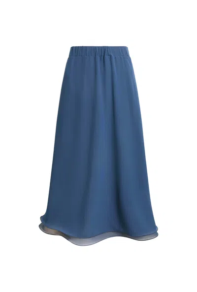 James Lakeland Women's Blue Wave Hem Tiered Skirt Denim