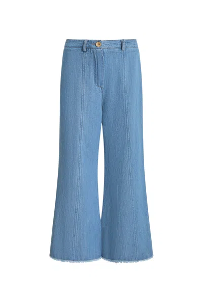 James Lakeland Women's Blue Wide Leg Denim Trousers