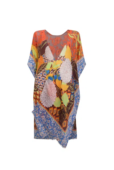 James Lakeland Women's Botanical Print Kaftan Blue