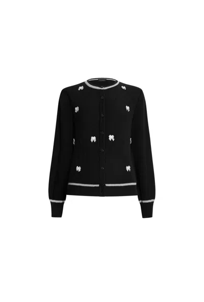 James Lakeland Women's Bow Detail Black Cardigan