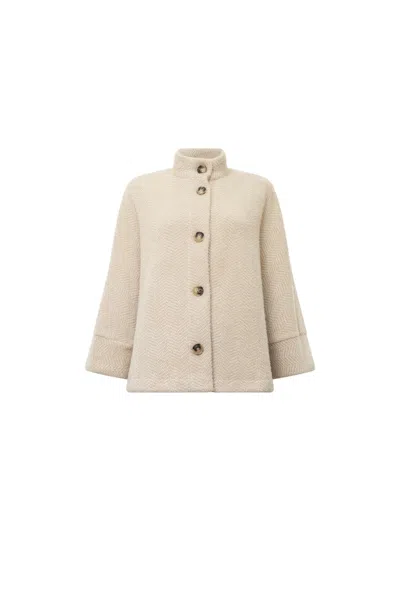 James Lakeland Women's Brown Batwing Cream Jacket