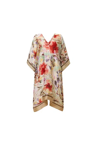 James Lakeland Women's Brown Beige Floral Mosaic Kaftan In Neutral