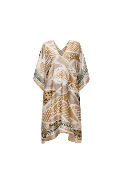 James Lakeland Women's Brown Beige Petal Mosaic Kaftan In Neutral