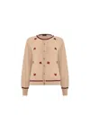 James Lakeland Women's Brown Bow Detail Camel Cardigan In Brown