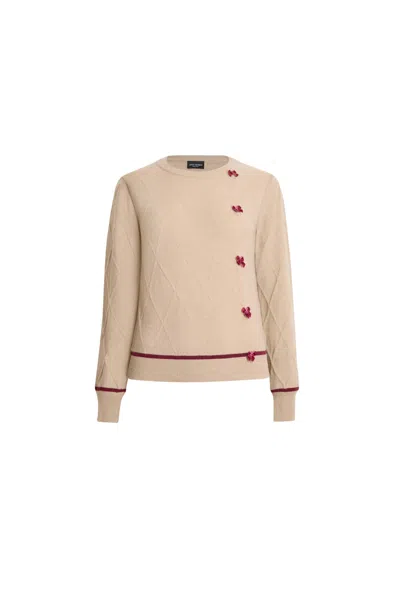 James Lakeland Women's Brown Bow Detail Camel Jumper