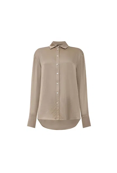 James Lakeland Women's Brown Camel Satin Finish Shirt