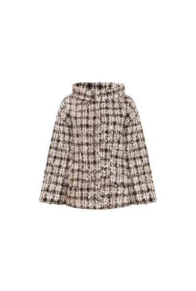 James Lakeland Women's Brown Collar Sequin Beige Jacket