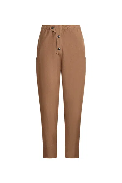 James Lakeland Women's Brown Cotton Camel Trousers