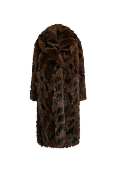 James Lakeland Women's Brown Distressed Faux Fur Coat