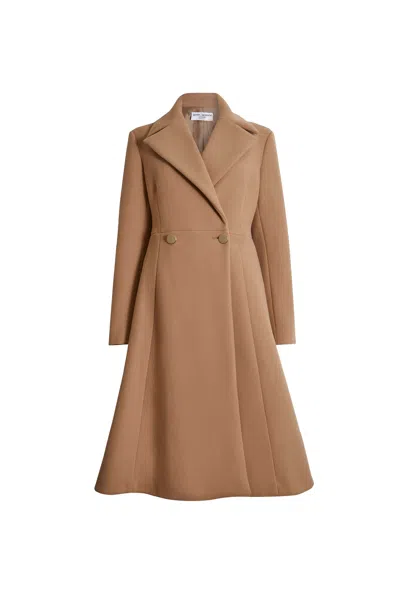 James Lakeland Women's Brown Double Breasted A Line Coat Camel