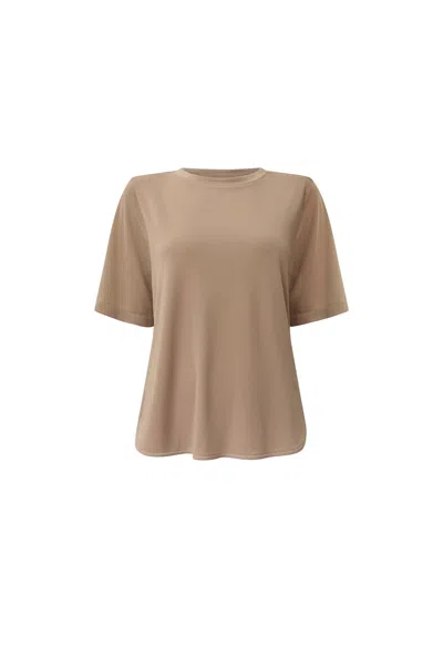 James Lakeland Women's Brown Jersey Camel T-shirt
