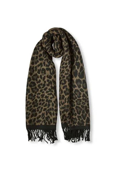 James Lakeland Women's Brown Leopard Tassel Camel Scarf