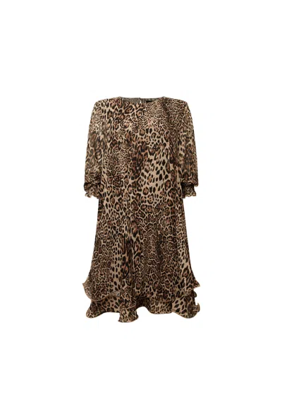 James Lakeland Women's Brown Leopard Wave Hem Dress