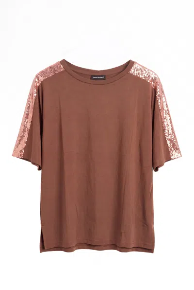 James Lakeland Women's Brown Paillettes Blouse Bronze