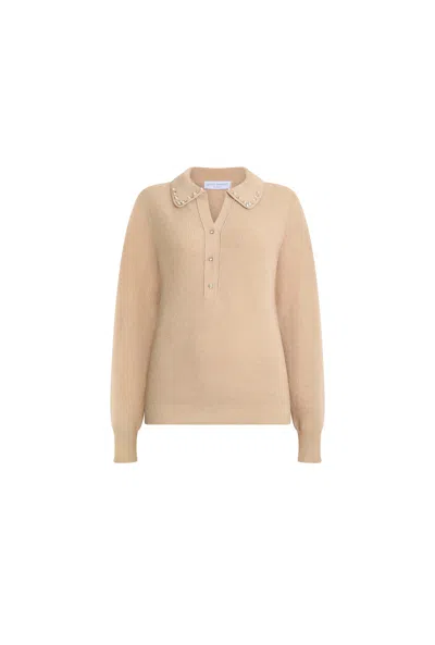James Lakeland Women's Brown Pearl Camel Jumper