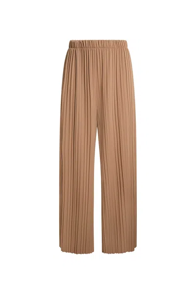 James Lakeland Women's Brown Pleated Camel Trousers