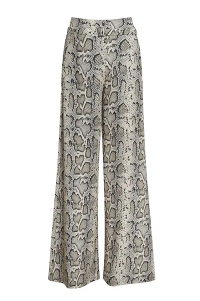 James Lakeland Women's Brown Python Print Trousers Beige