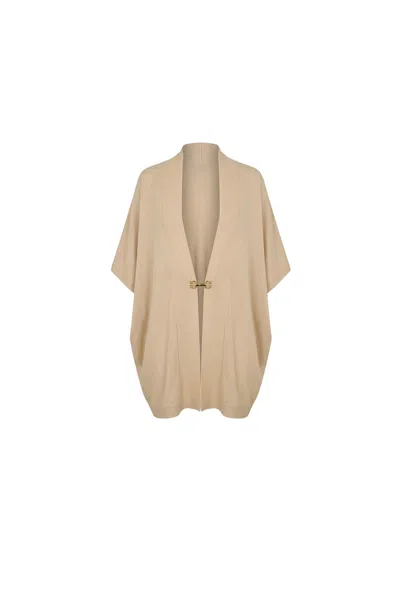 James Lakeland Women's Brown Relaxed Clasp Front Cover-up - Beige