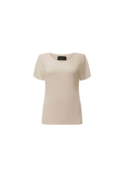 James Lakeland Women's Brown Short Sleeve Beige Top