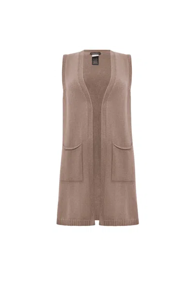 James Lakeland Women's Brown Taupe Knitted Gilet