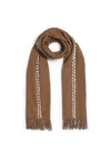 James Lakeland Women's Brown Taupe Pearl Detail Scarf In Brown