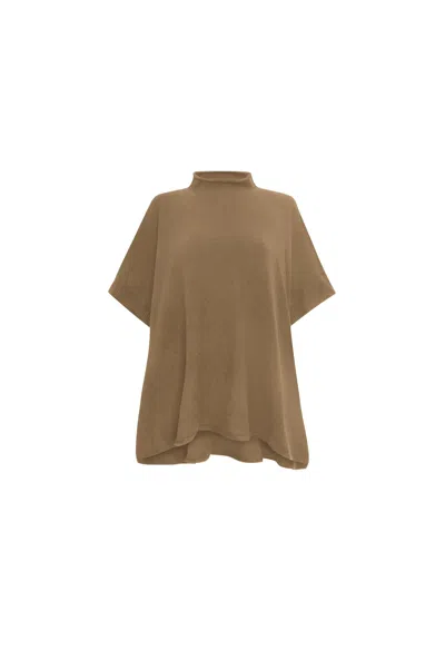 James Lakeland Women's Brown Taupe Side Button Poncho
