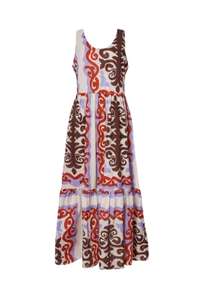James Lakeland Women's Brown Wide Neckline Strappy Midi Dress