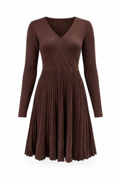 James Lakeland Women's Brown Wrap Knit Dress