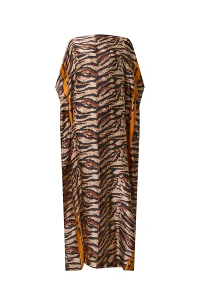 James Lakeland Women's Brown Zebra Print Maxi Kaftan