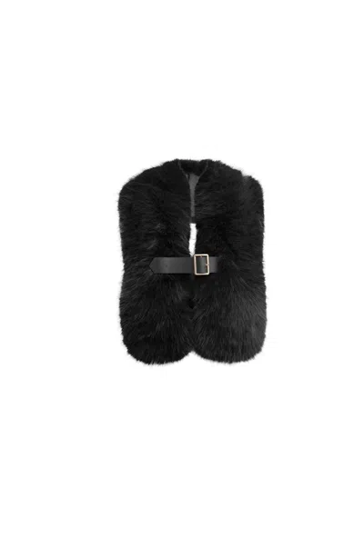 James Lakeland Women's Buckled Black Faux Fur Collar