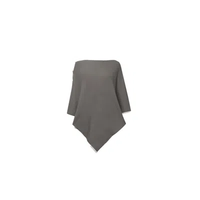 James Lakeland Women's Button Detail Grey Poncho Top In Gray