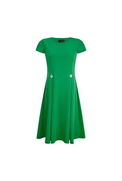 James Lakeland Women's Cap Sleeve Button Midi Dress Green