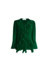 James Lakeland Women's Chiffon Ruffle Green Shirt In Green