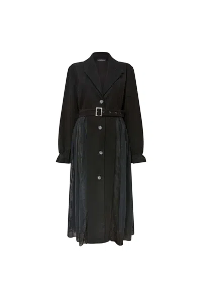 James Lakeland Women's Cotton Tulle Black Trench
