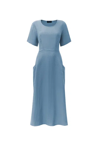 James Lakeland Women's Denim Blue Linen Midi Dress