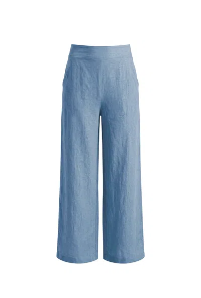James Lakeland Women's Denim Blue Linen Wide-leg Trousers