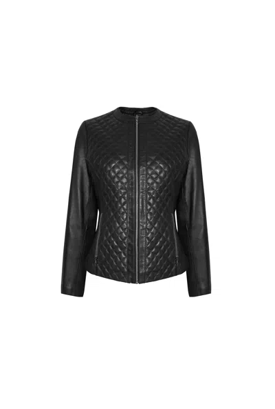 James Lakeland Women's Diamond Black Leather Jacket