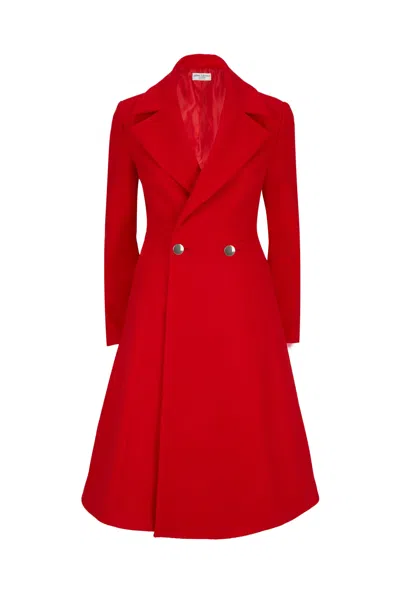 James Lakeland Women's Double Breasted A-line Coat - Red